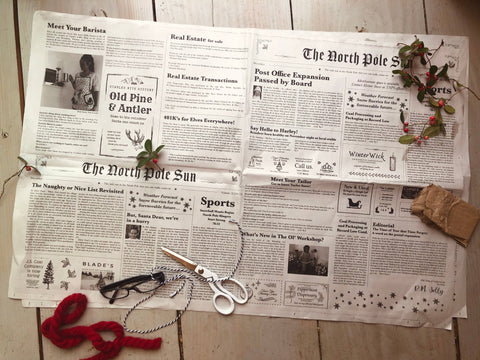 North Pole Newspaper Gift Wrap, Plastic Free! - The North Pole Sun