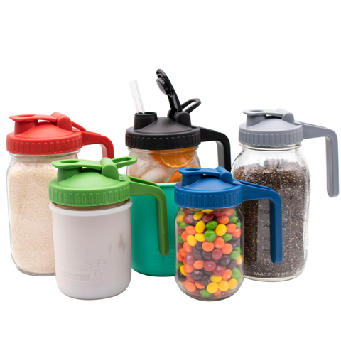 Pour & Store Pitcher Lid with Handle for Mason Jars: Brick red, Wide mouth - Mason Jar Lifestyle