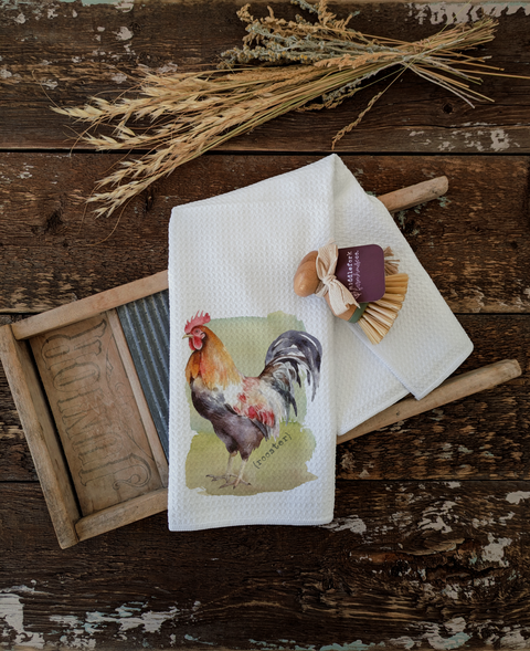 Rooster Farm Animal Kitchen Tea Towel - Middlefork Farmhouse Co.