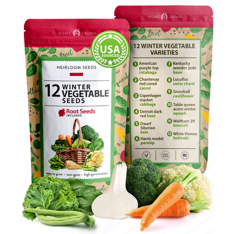 12 Winter Vegetable Seeds Varieties - Heirloom, Non-GMO - Homegrown Garden