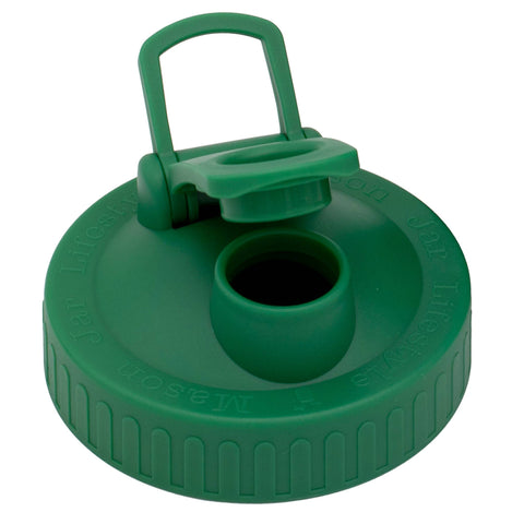 Regular Mouth Pour & Store Shaker Lid with Carry Loop: Leaf Green - Mason Jar Lifestyle