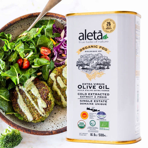 Greek Extra Virgin Olive Oil, 16.9 oz tin, Organic Single Estate - Aleta Farms