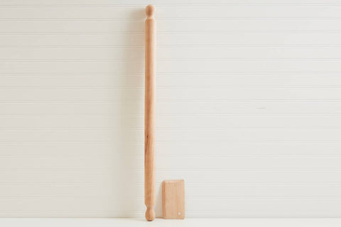 Italian Beechwood 31" Rolling Pin and Dough Scraper Set - Verve Culture