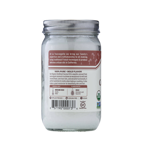 Organic Virgin Unrefined Coconut Oil, 14 Fl Oz: Glass - La Tourangelle