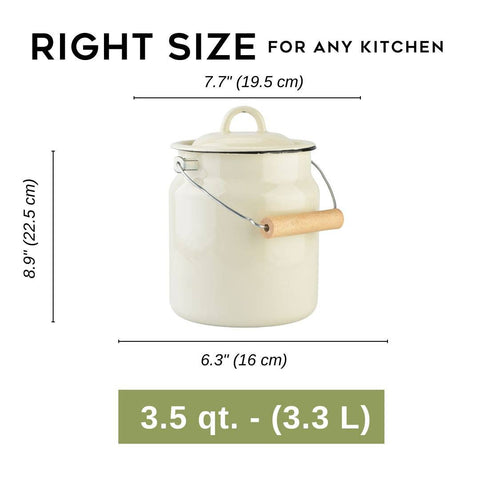 3.3L Vintage Style Enamel Milk Can with Lid, Pale Green - STP