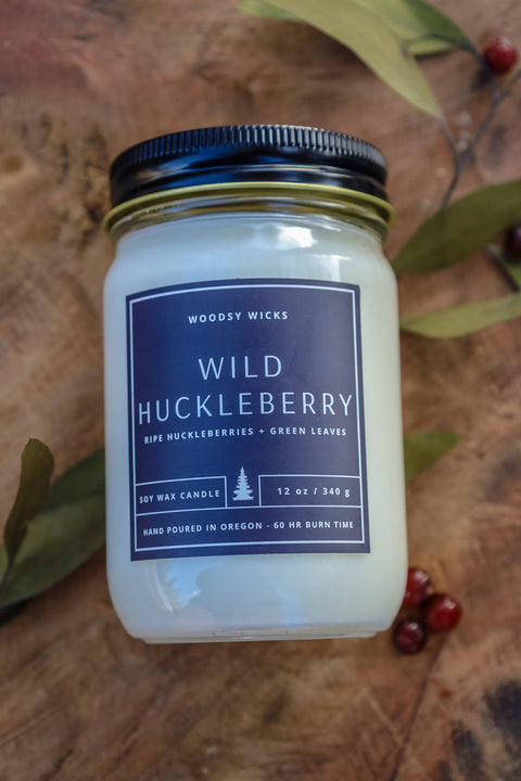 Wild Huckleberry, 4oz Soy Wax Candle, Cotton Wick - Woodsy Wicks