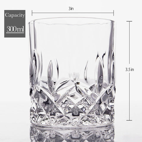 Crystal Cut Old Fashioned Whiskey Glasses, 10oz (Set of 2) - Lemonsoda