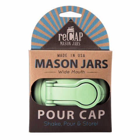 Mason Jars Lid POUR Carry Loop - Black / Wide Mouth - reCAP Mason Jars