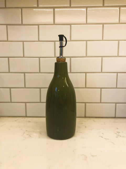 Oil & Vinegar Cruet, Olive Green, 14 oz - Out of the Woods of Oregon