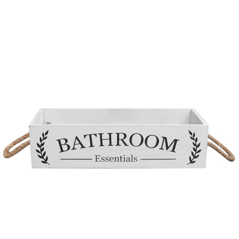 Bathroom Essentials Rustic Wood Storage Box, Farmhouse Style - Paris Loft Inc