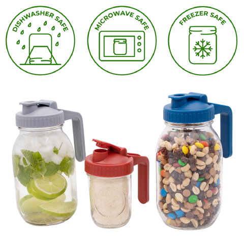 Pour & Store Pitcher Lid with Handle for Mason Jars: Brick red, Wide mouth - Mason Jar Lifestyle