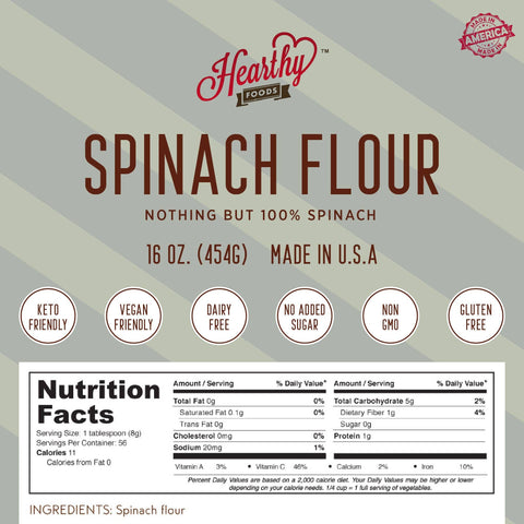 Spinach Flour, 8 oz, Super Concentrated - Hearthy Foods