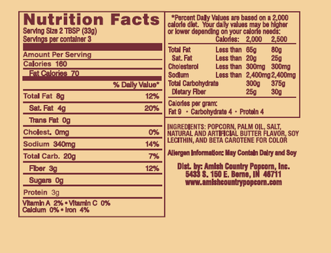 Microwave Butter Ladyfinger Popcorn, 3 pack, 3.5 oz ea - Amish Country Popcorn