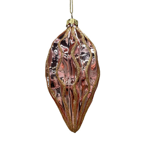 Pink and Gold Glass Finial, 4in Christmas Ornament - David Christopher's Collection