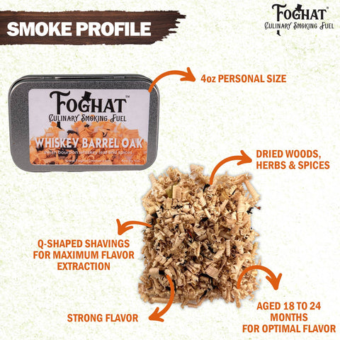 Foghat Culinary Smoking Fuel: Whiskey Barrel Oak, 4oz - ThousandOaksBarrelCo.