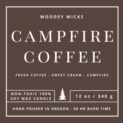 Campfire Coffee Candle, 4 oz Soy Wax, Wood Wick - Woodsy Wicks