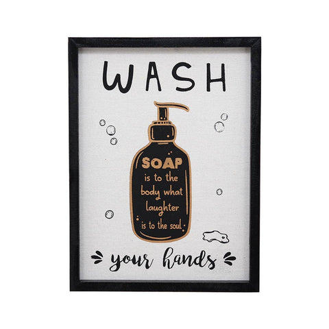 Wash Your Hands Bathroom Wood Framed Wall Art Sign Decor - Paris Loft Inc