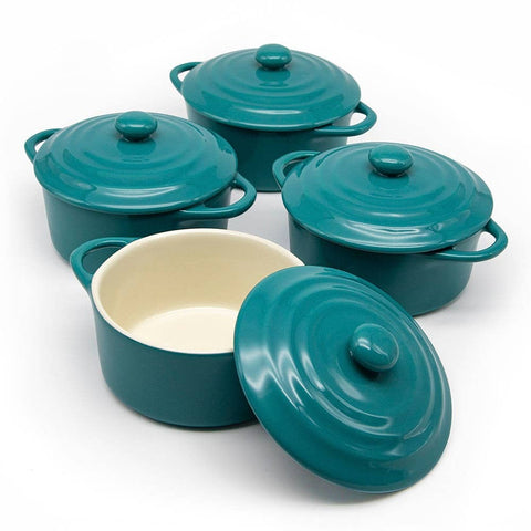 Mini Casserole Dishes & Lids - Set of 4: Stone Ombre, Ceramic, 12 oz - Kook