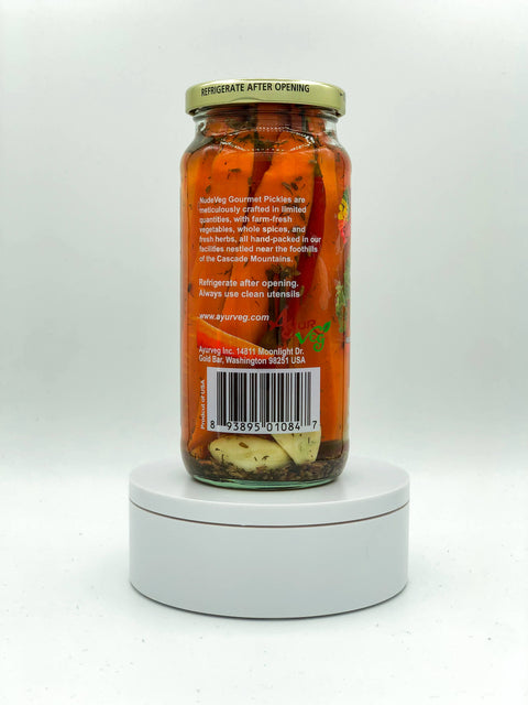 Spicy Pickled Carrots, 16 oz Handcrafted - Ayurveg | NudeVeg