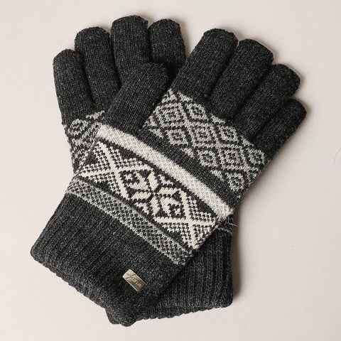 Charcoal Men's Premium Wool Blend Knitted Winter Gloves: One Size - Fashion City