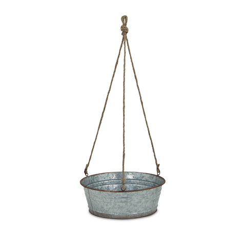 Inara Round Galvanized Hanging Metal Planter: Large - Cheungs Home Decor