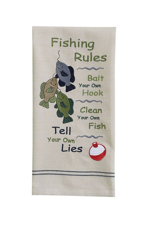 Fishing Rules Embroidered Dishtowel - Park Designs