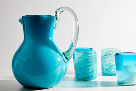 Mexican Handblown Glasses - Aqua, Set of 4 - Verve Culture