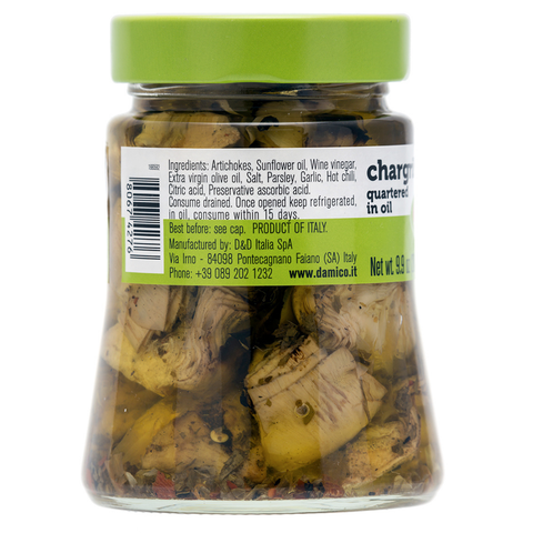 Fratelli D'Amico Chargrilled Artichokes Quartered, 9.9oz - Wholesale Italian Food