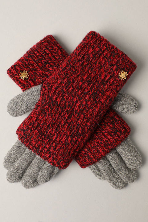 Grey Winter Wool Blend Double Layer Knitted Gloves: One Size - Fashion City