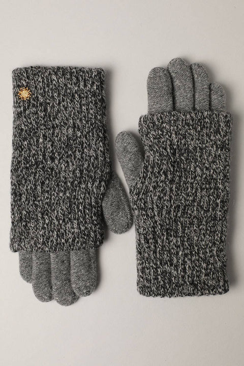 Grey Winter Wool Blend Double Layer Knitted Gloves: One Size - Fashion City