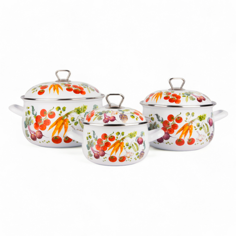 Vegetable Garden Belly Deep Stock Pot with Decorated Lid: 4 qt. (3.8 L)