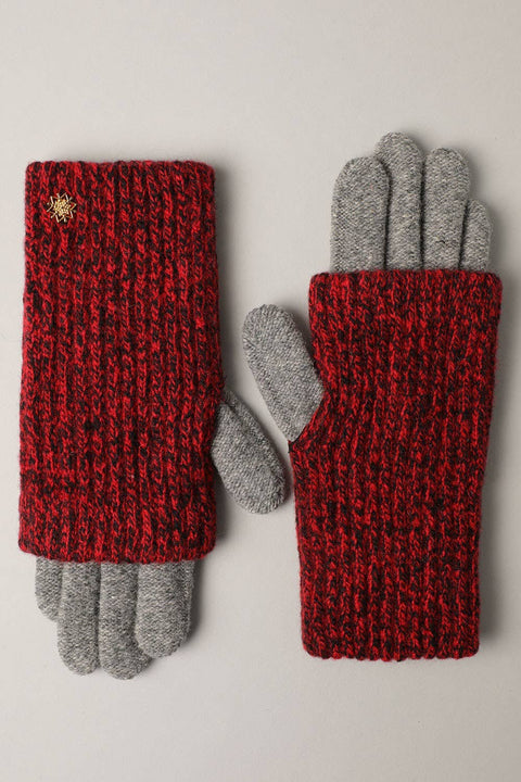 Grey Winter Wool Blend Double Layer Knitted Gloves: One Size - Fashion City
