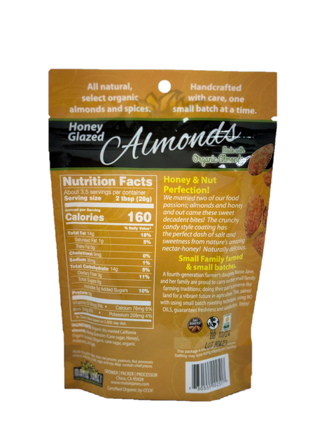 Honey Glazed Almonds Made with Organic Almonds, 3.5oz - Maisie Jane’s