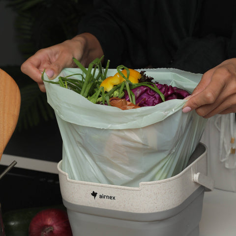 Home Composter Kit: Green, Collapsible Kitchen Compost Bin, 1 Gallon - AIRNEX