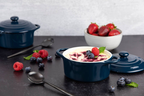 Mini Casserole Dishes & Lids - Set of 4: Stone Ombre, Ceramic, 12 oz - Kook