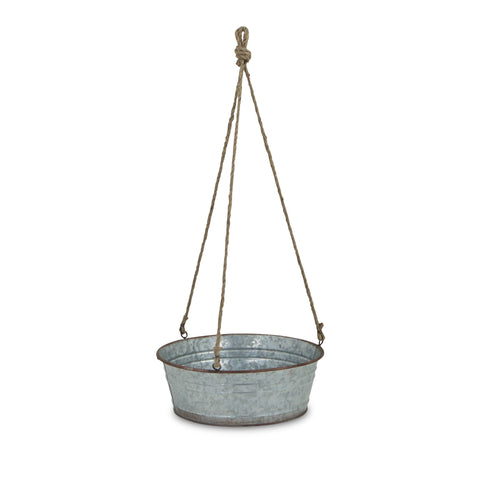 Inara Round Galvanized Hanging Metal Planter: Large - Cheungs Home Decor