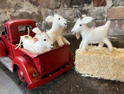 White Goat Felt Wool Christmas Ornament - Ornaments 4 Orphans