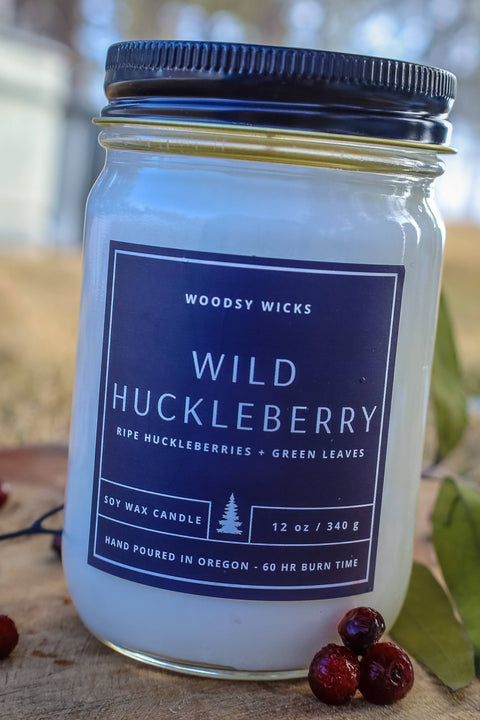 Wild Huckleberry, 4oz Soy Wax Candle, Cotton Wick - Woodsy Wicks