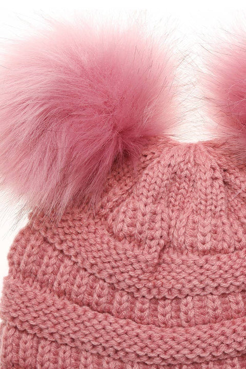 Off White Kids Winter Beanie Hat with Double Pom Pom - Kids - One Size - Fashion City