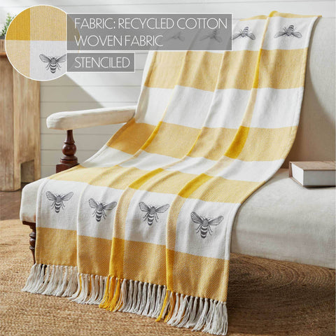Buzzy Bees Woven Throw, 50x60 inch - VHC Brands