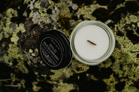 Wild Huckleberry, 4oz Soy Wax Candle, Wood Wick - Woodsy Wicks