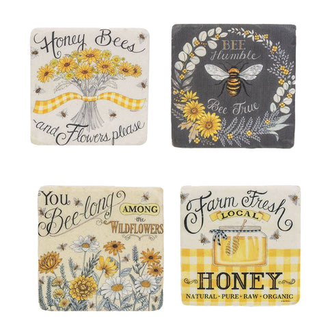Farm Fresh Honey Resin Coasters, set of 4 - Col House Designs