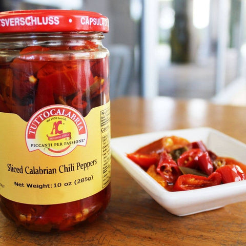 TuttoCalabria Sliced Calabrian Chili Peppers | 10 oz.: Single Jar (10 oz.) - Wholesale Italian Food