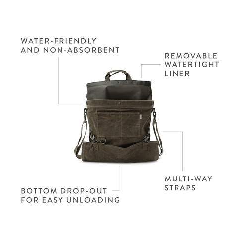 Harvesting & Gathering Bag- Waxed Canvas: Dark Khaki - Barebones