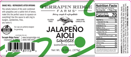 Jalapeno Aioli Squeeze, 12.75 Oz - Terrapin Ridge Farms