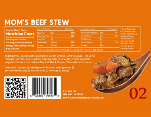 Mom's Beef Stew: Single - Adventure Well Outdoors