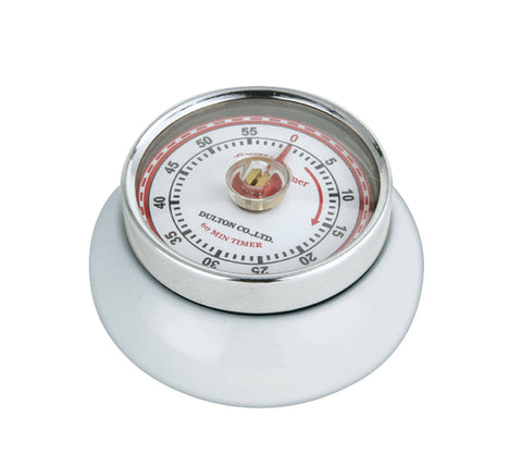 Retro Kitchen Timer, White, 2.75" x 1.25" - Frieling USA