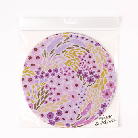 Lilac Floral Mousepad, 8.5" diameter - Elyse Breanne Design