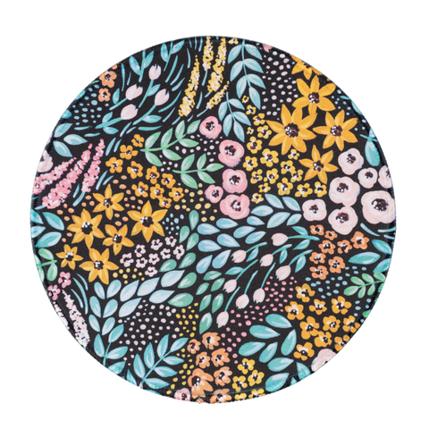 Black Floral Mousepad, 8.5" diameter - Elyse Breanne Design