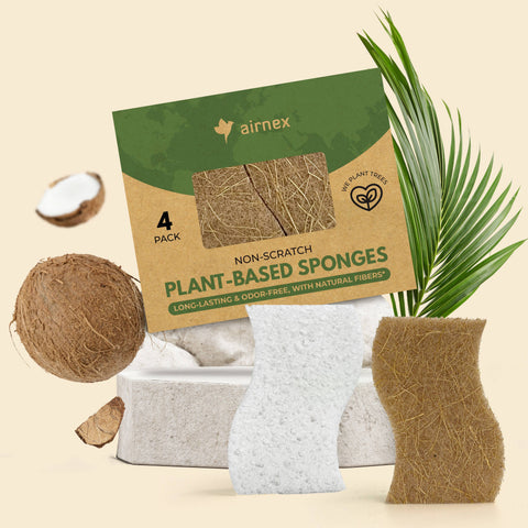 4 Pack Dish Sponges, Eco Friendly Sponges for Cleaning - AIRNEX